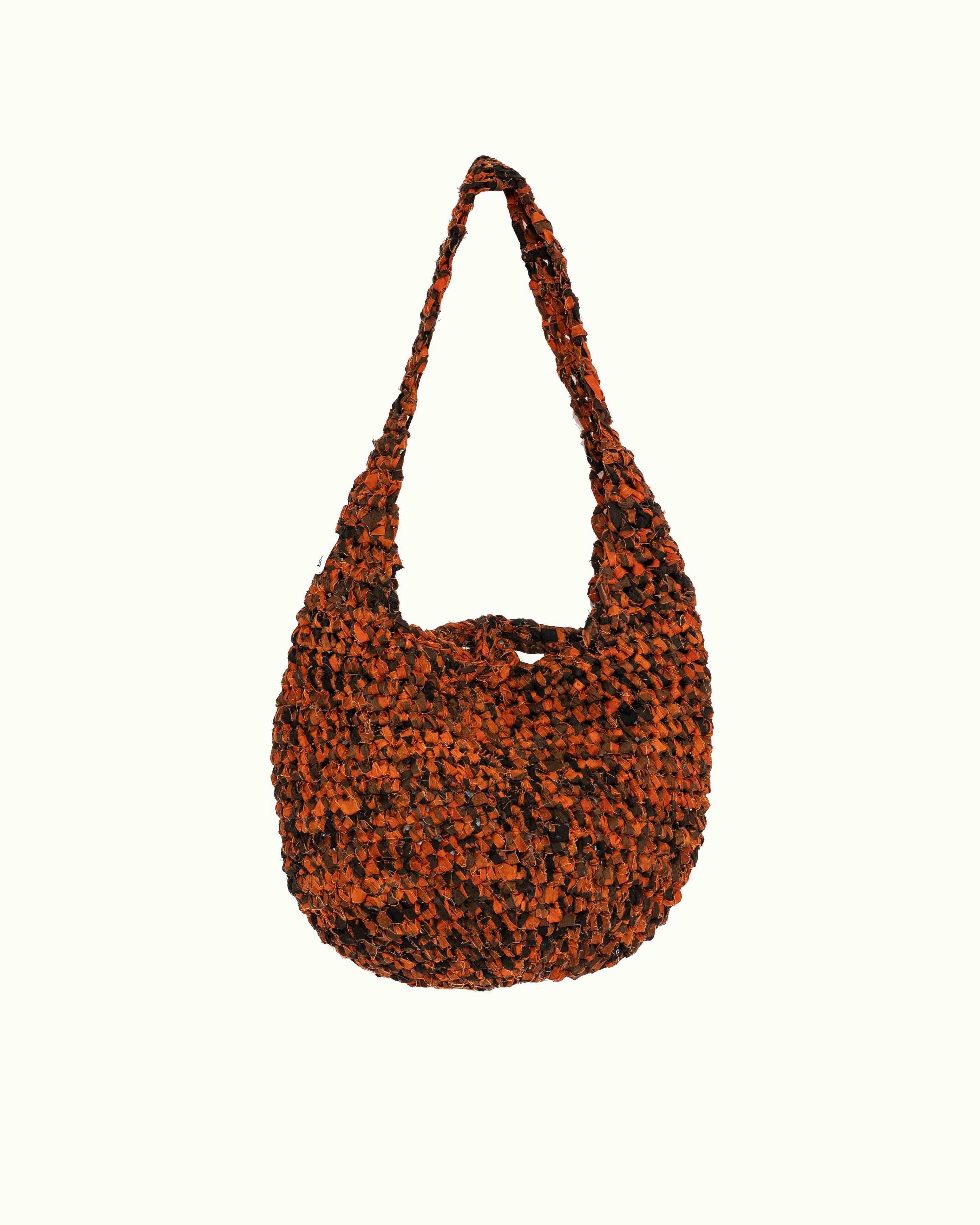 Crochet Shoulder/ Crossbody Bag - Medium - Orange/ Black