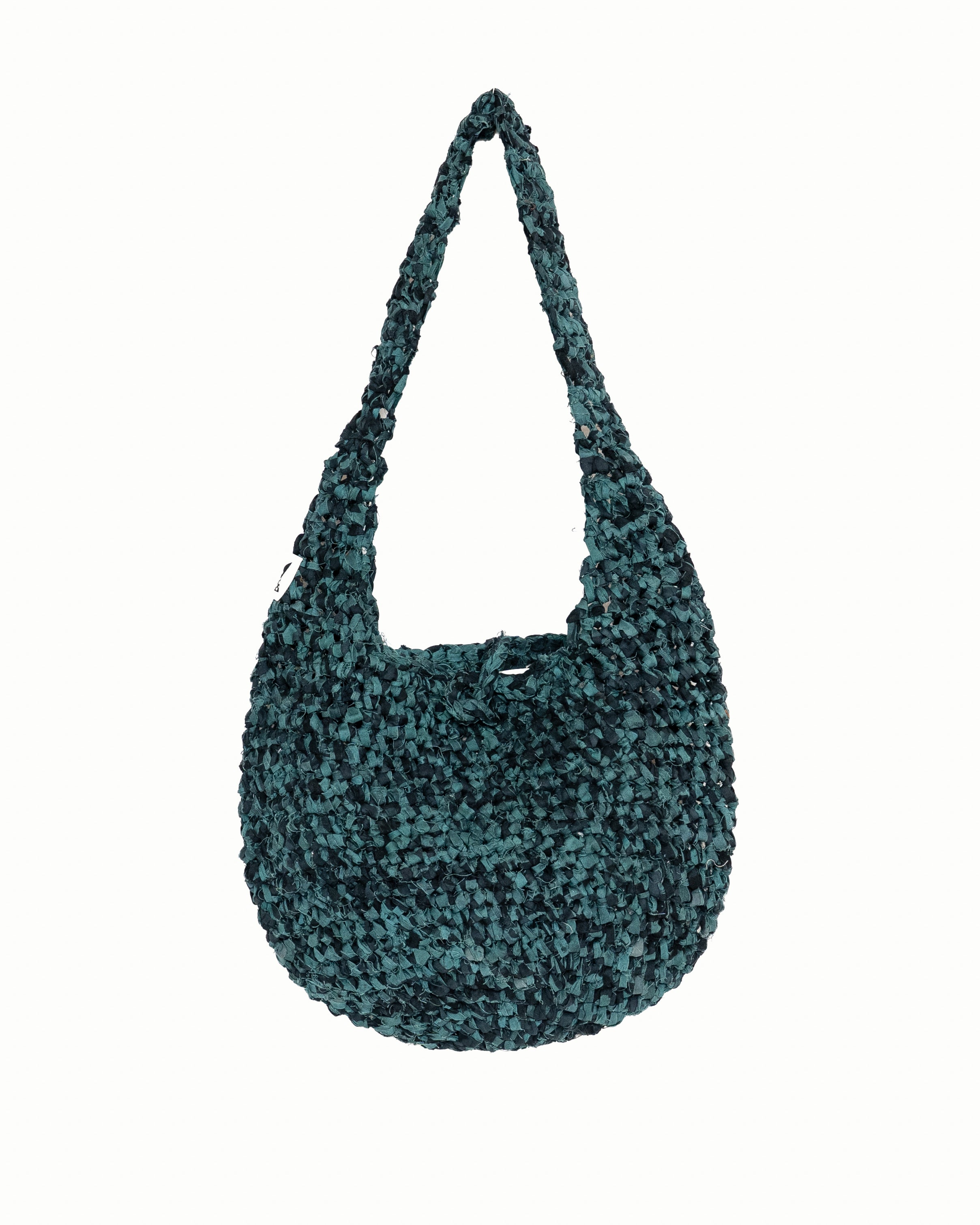 Crochet Shoulder/ Crossbody Bag - Medium - Teal/ Black