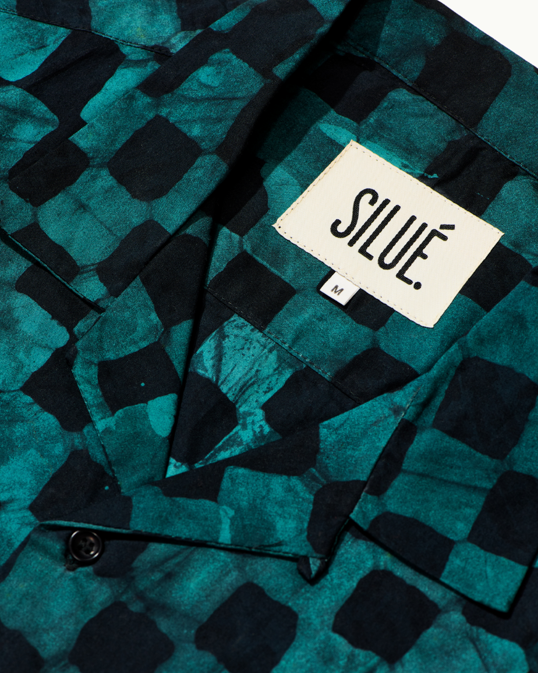 Batik Cuban Shirt - Teal/ Black Check