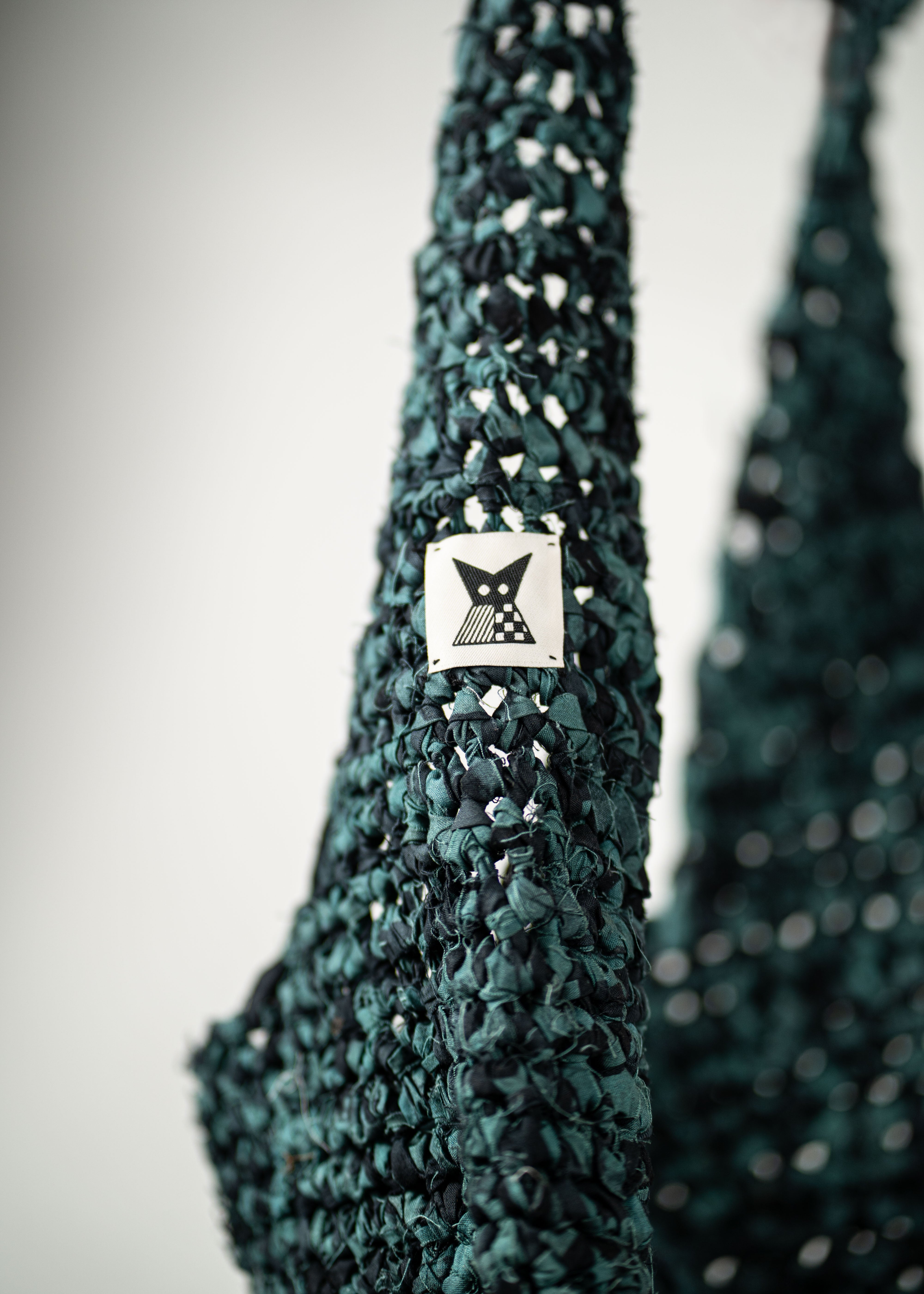 Crochet Shoulder/ Crossbody Bag - Medium - Teal/ Black