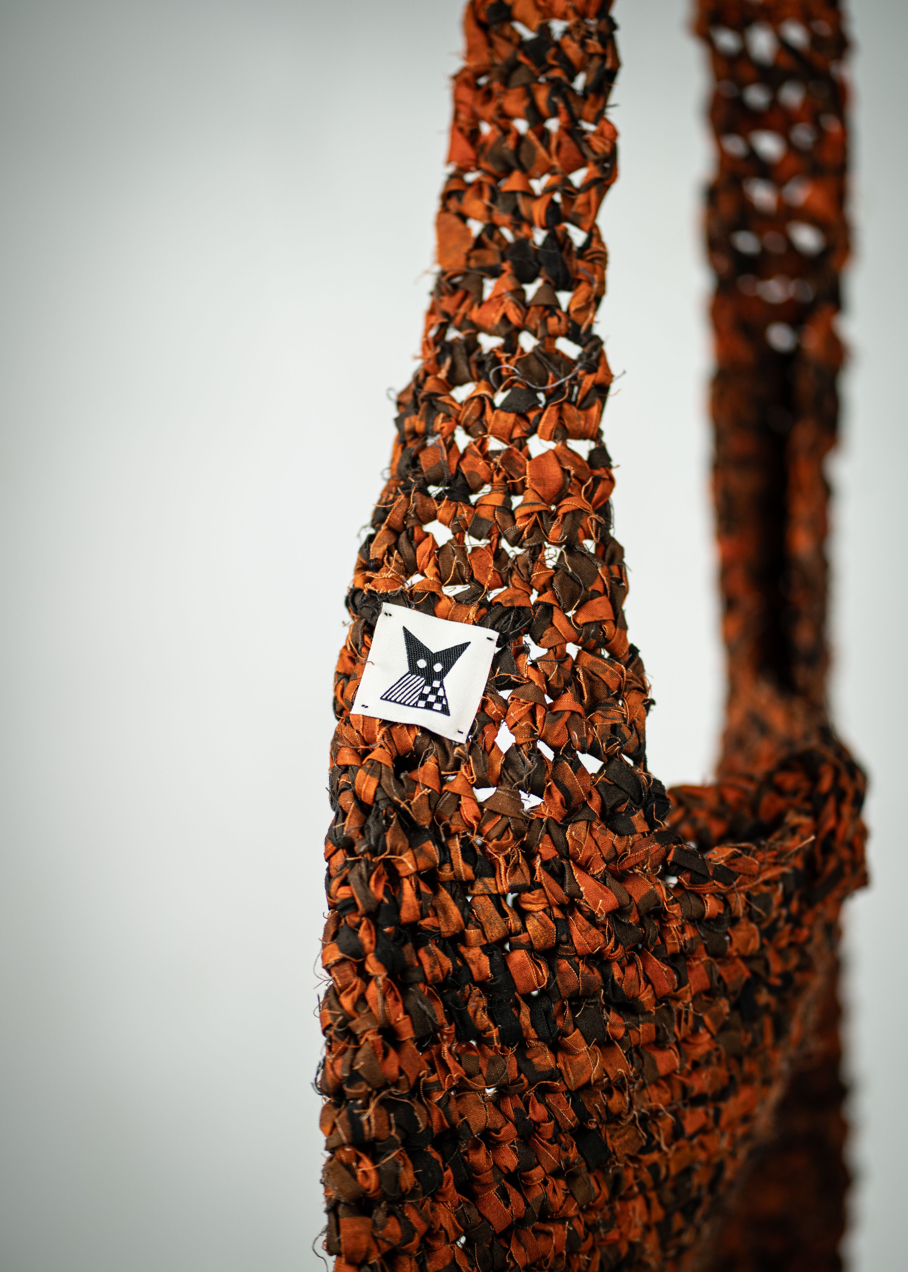 Crochet Shoulder/ Crossbody Bag - Medium - Orange/ Black