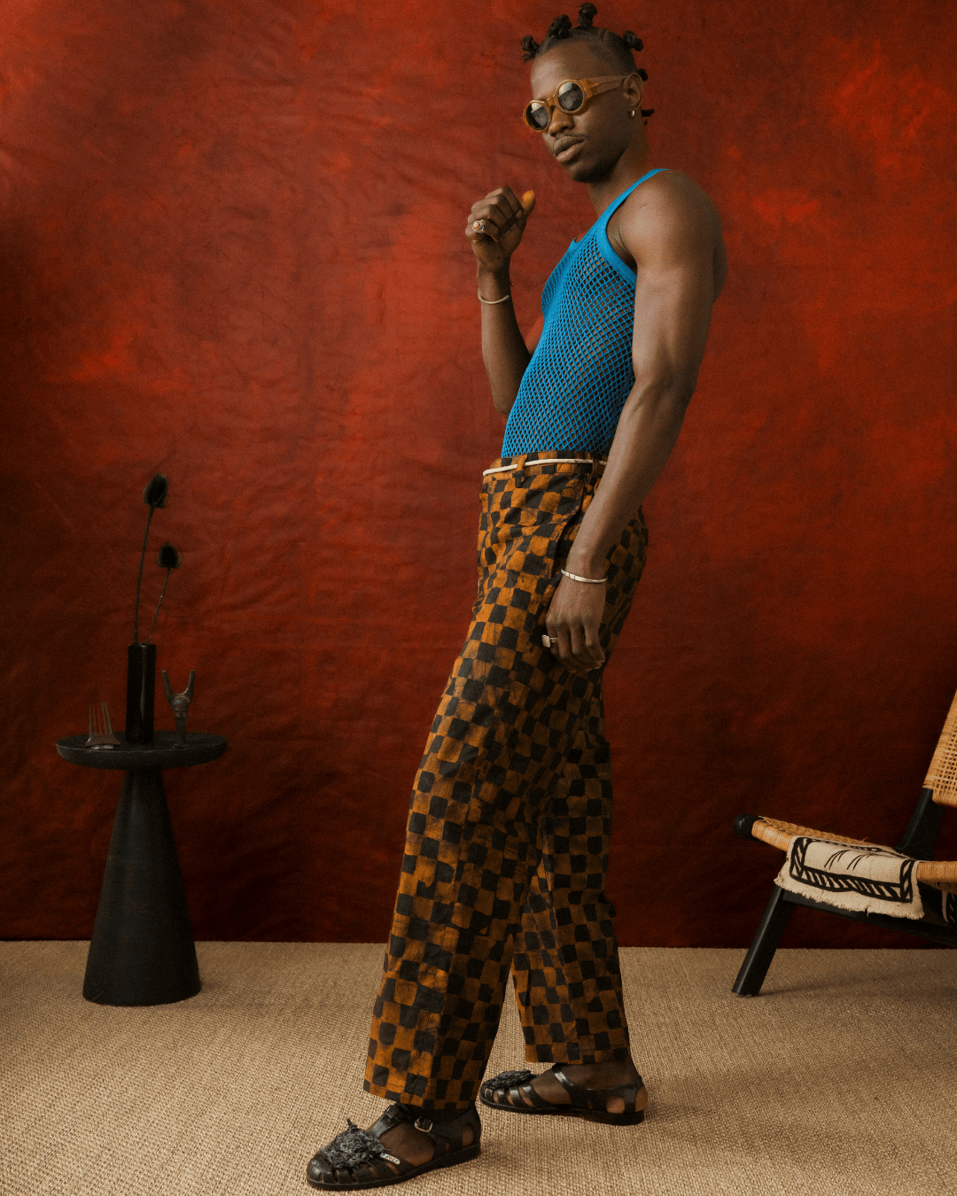 Batik Pant - Orange/ Black Check