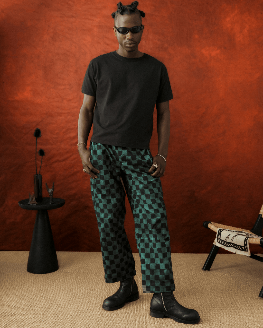 Batik Pant - Teal/ Black Check