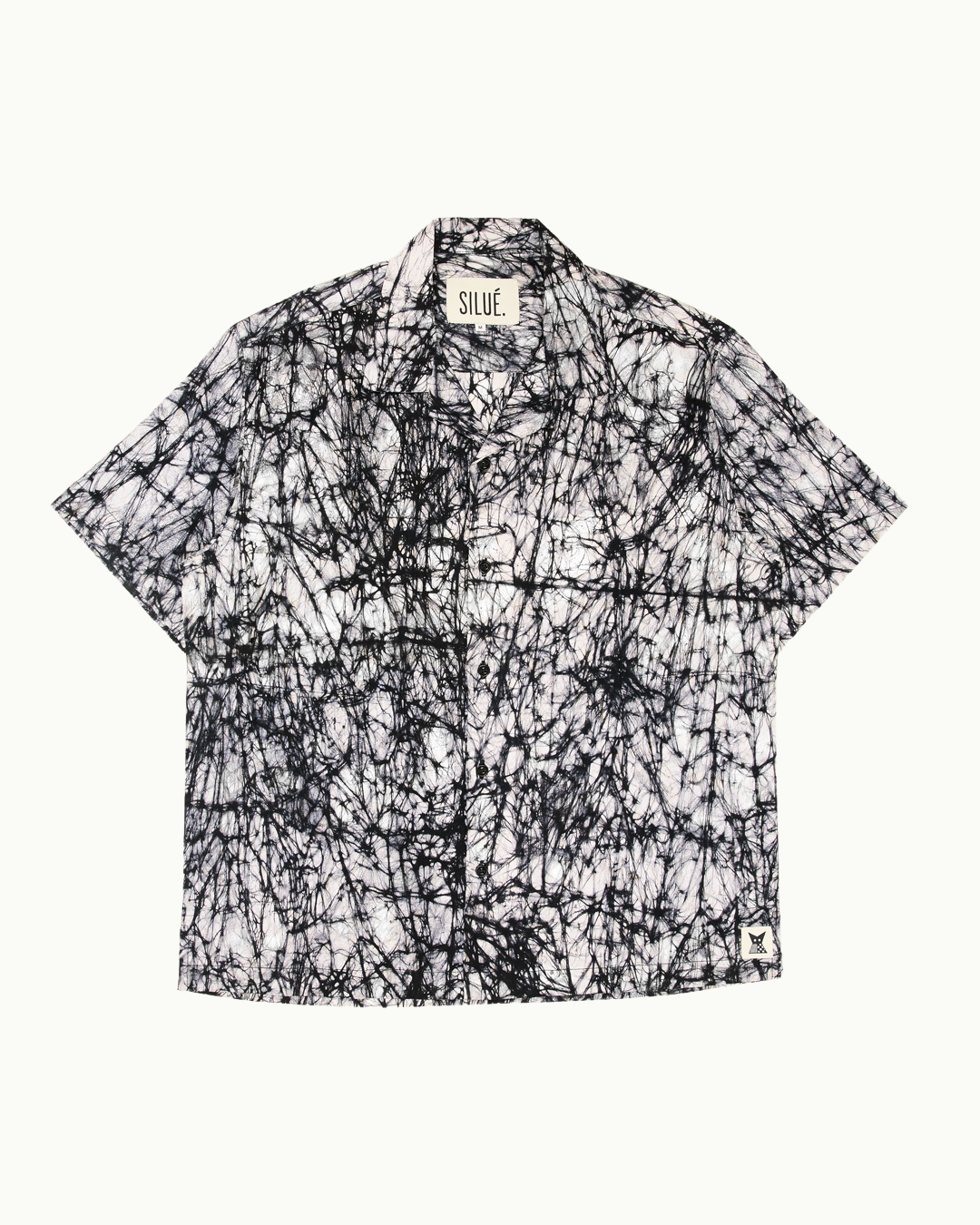 Batik Cuban Shirt - White/ Black Marble