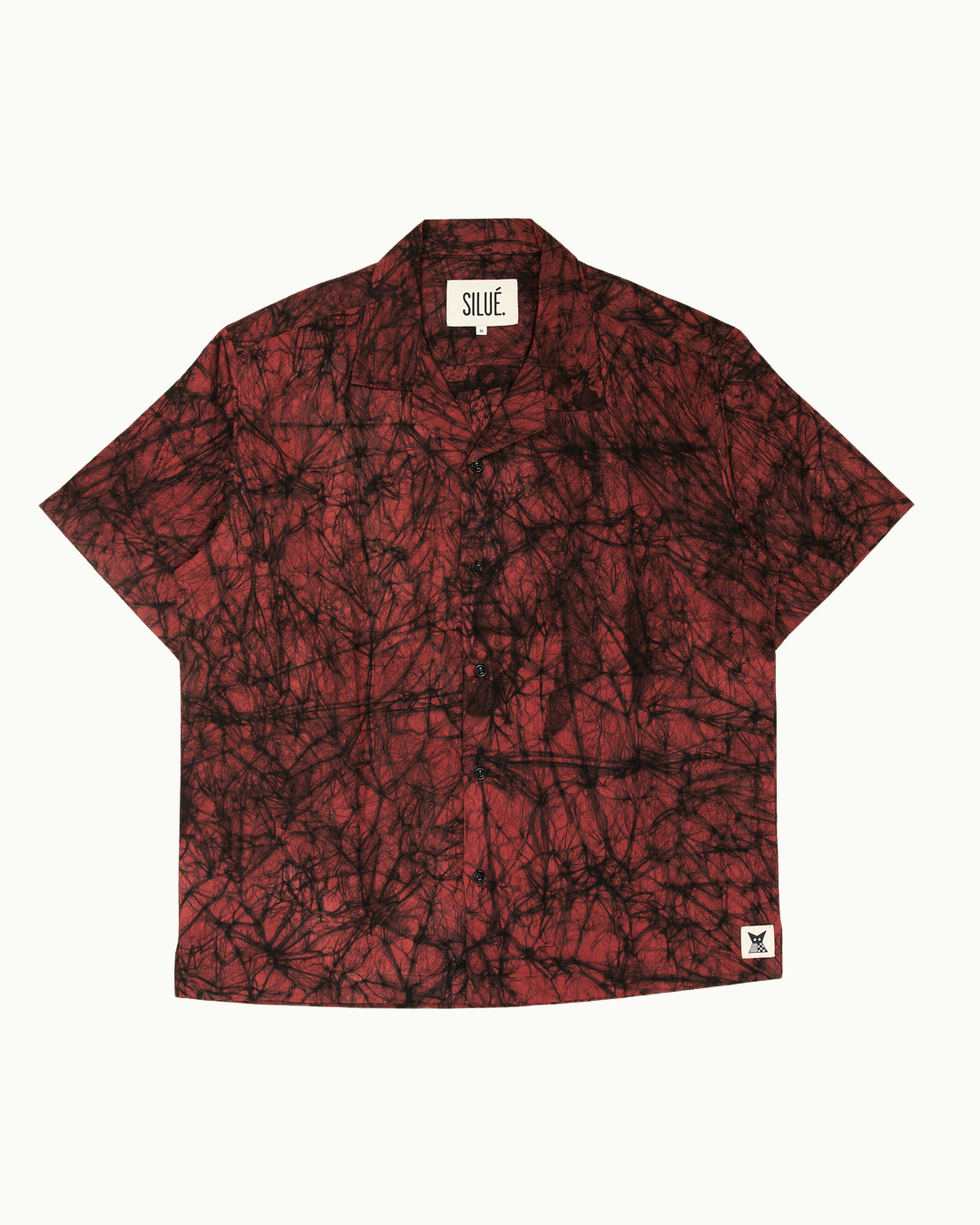Batik Cuban Shirt - Brown/ Burgundy Black Marble