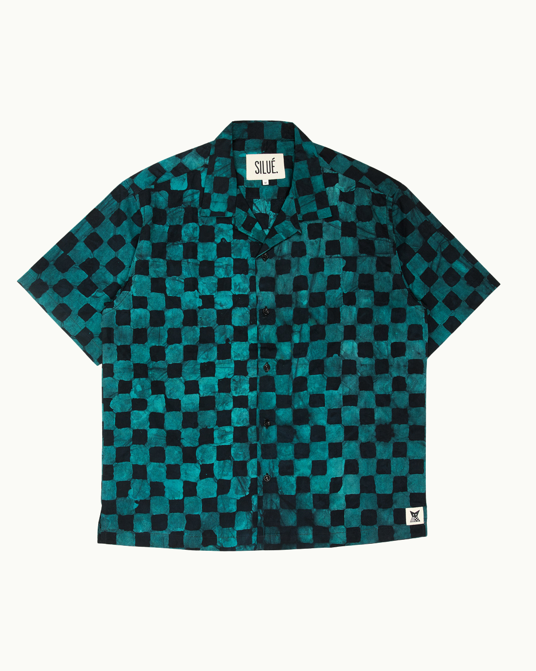 Batik Cuban Shirt - Teal/ Black Check