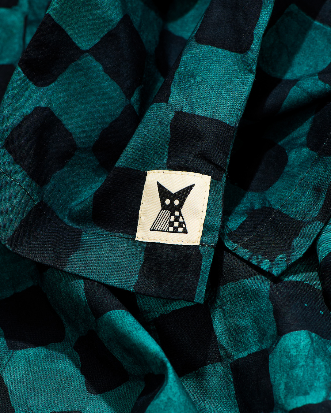 Batik Cuban Shirt - Teal/ Black Check