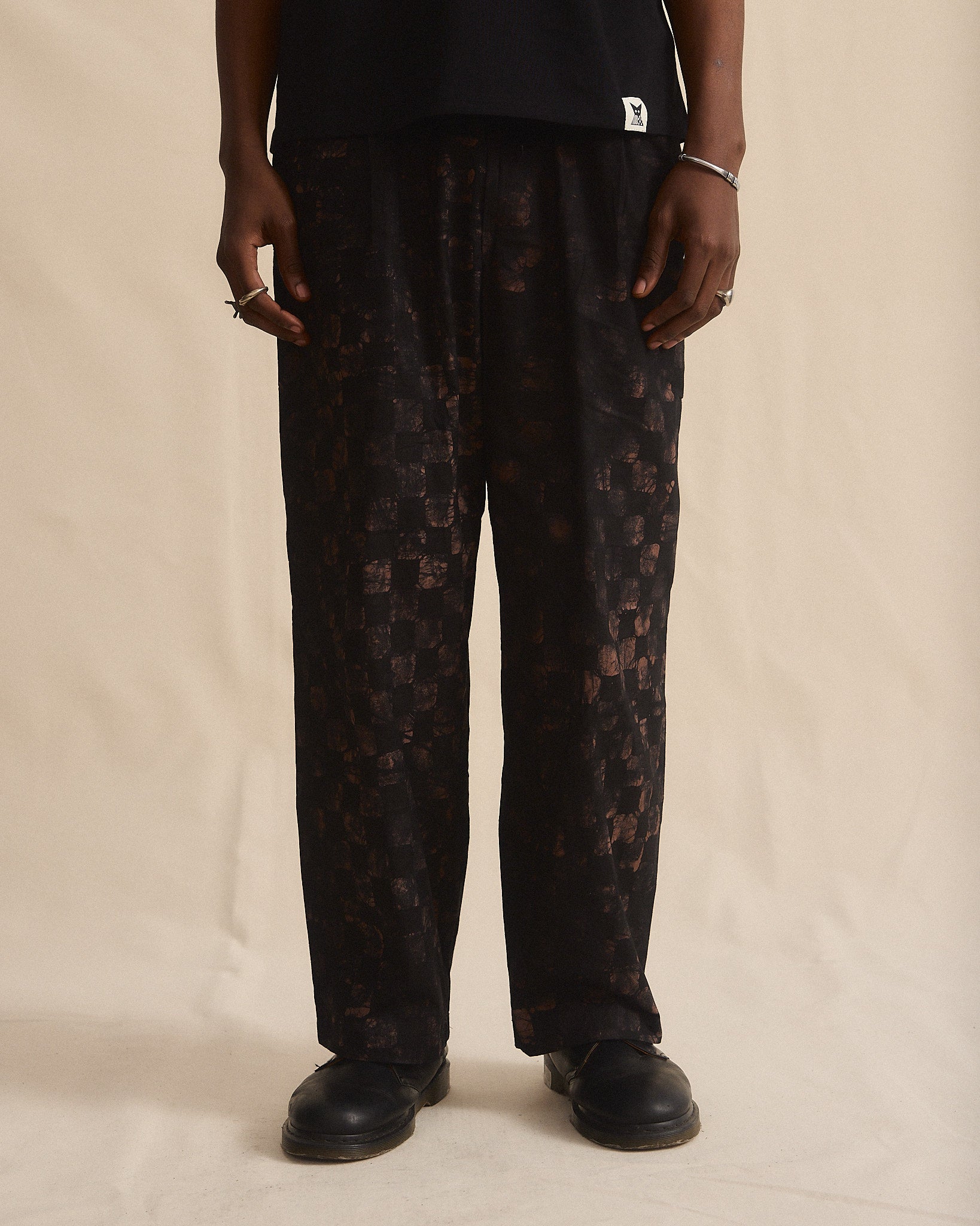 Batik Pant Wide Leg - Black/ Brown Check