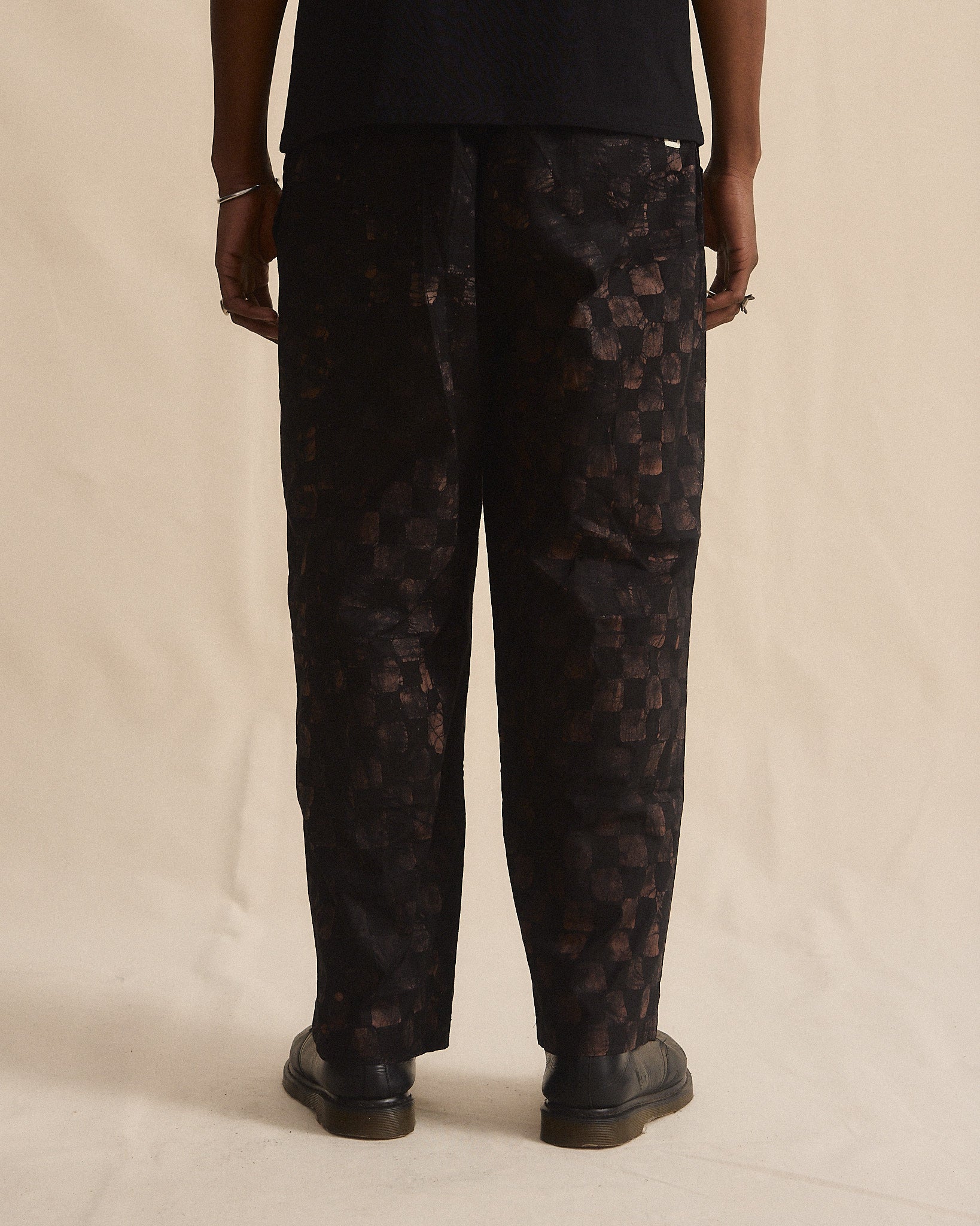 Batik Pant Wide Leg - Black/ Brown Check