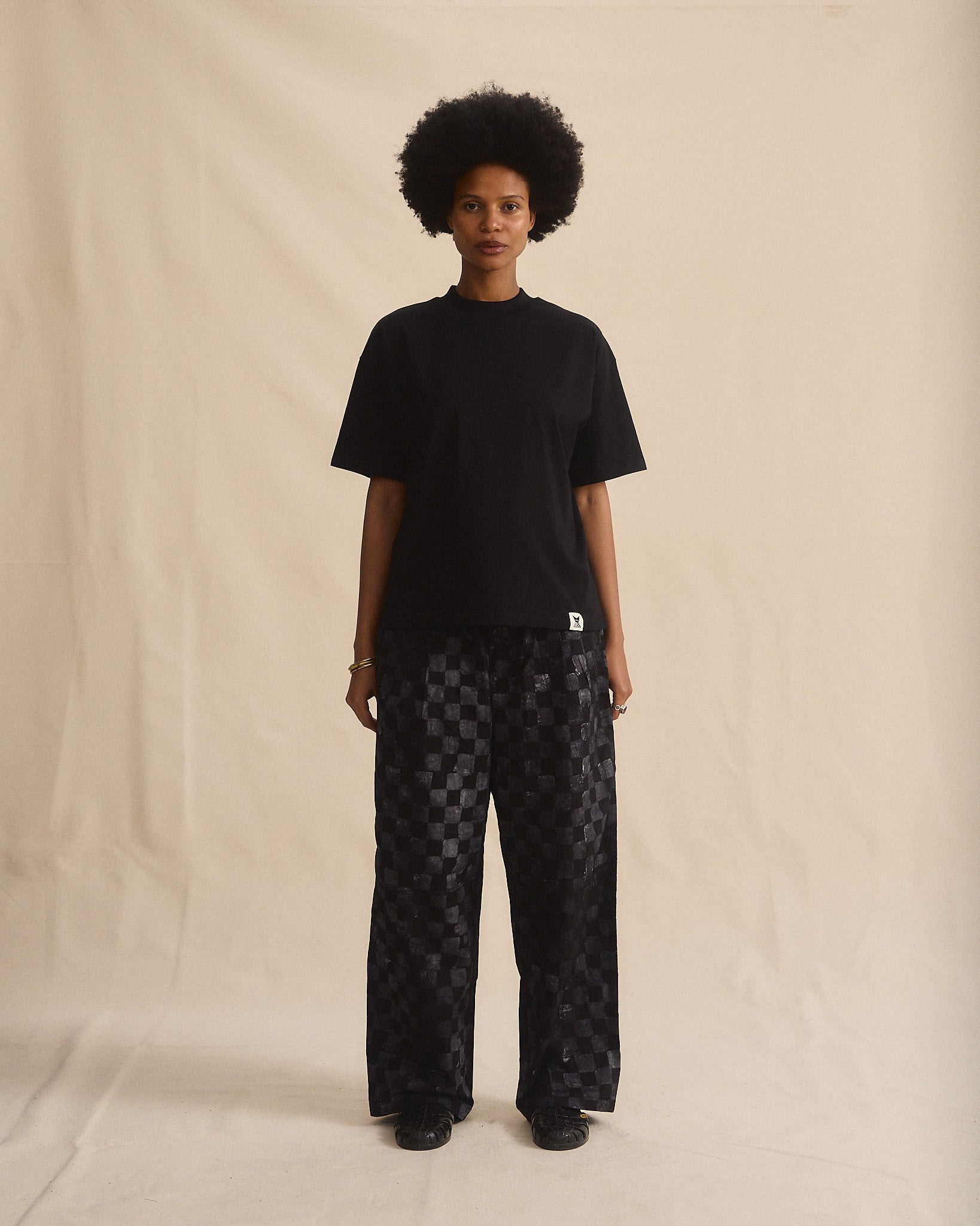 Batik Pant Wide Leg- Black/ Grey Check