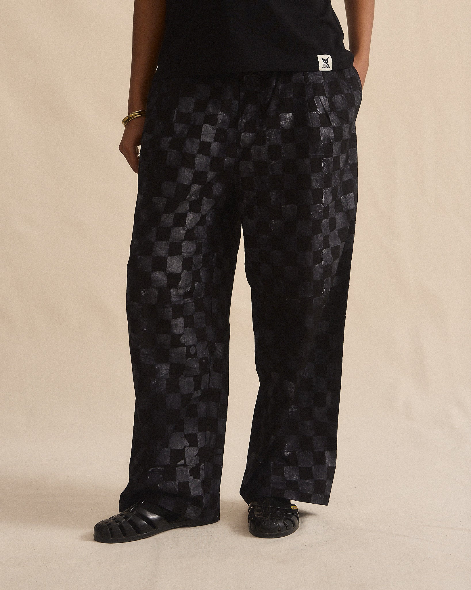 Batik Pant Wide Leg- Black/ Grey Check