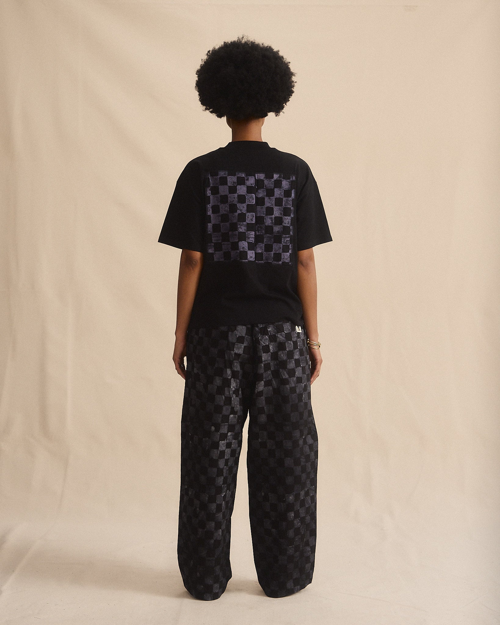 Batik Pant Wide Leg- Black/ Grey Check
