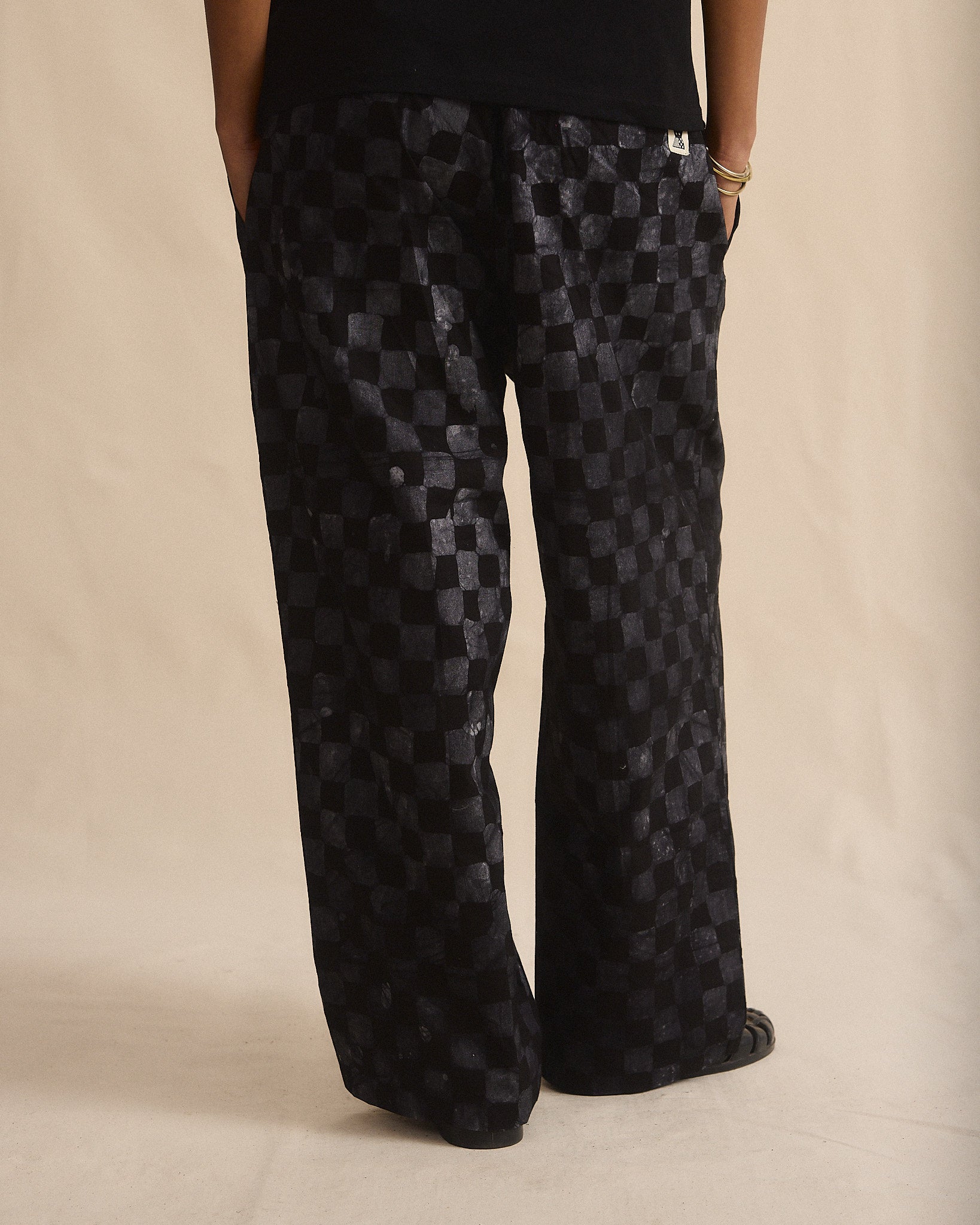 Batik Pant Wide Leg- Black/ Grey Check