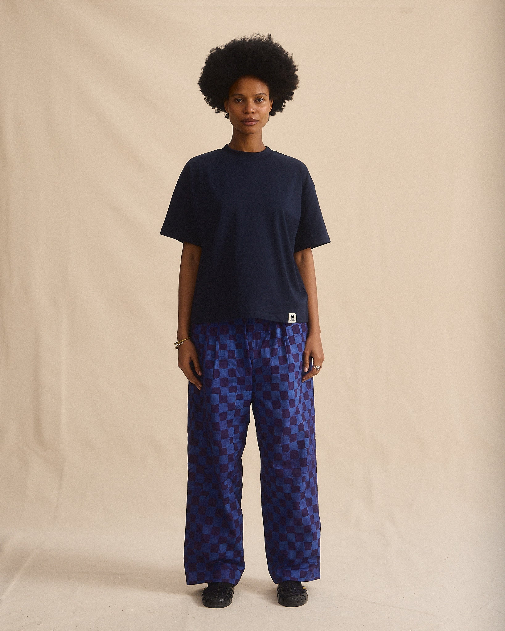 Batik Pant Wide Leg - Blue/Purple Check