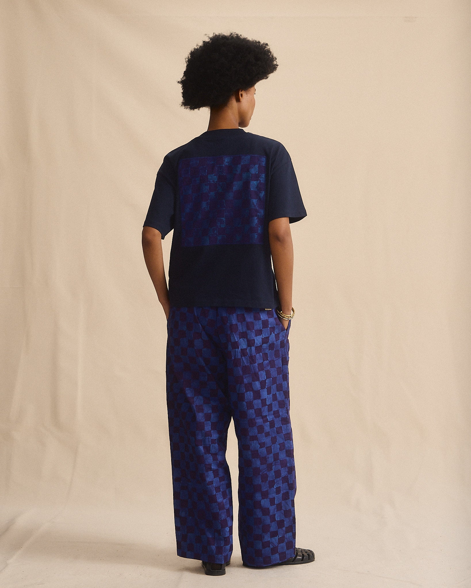 Batik Pant Wide Leg - Blue/Purple Check