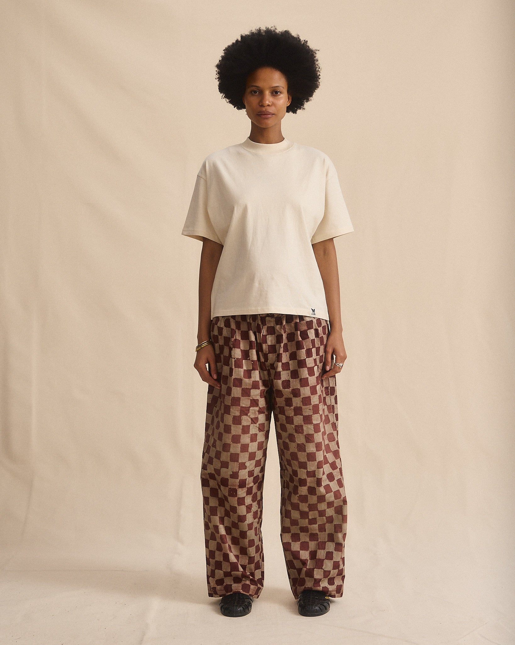 Batik Pant Wide Leg - Brown/ Beige Check