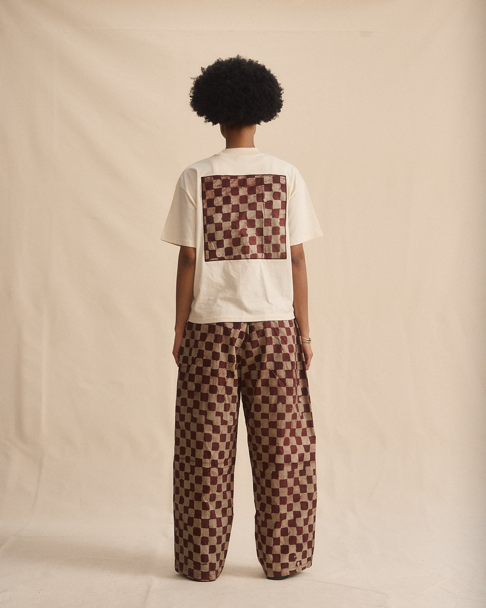 Batik Pant Wide Leg - Brown/ Beige Check