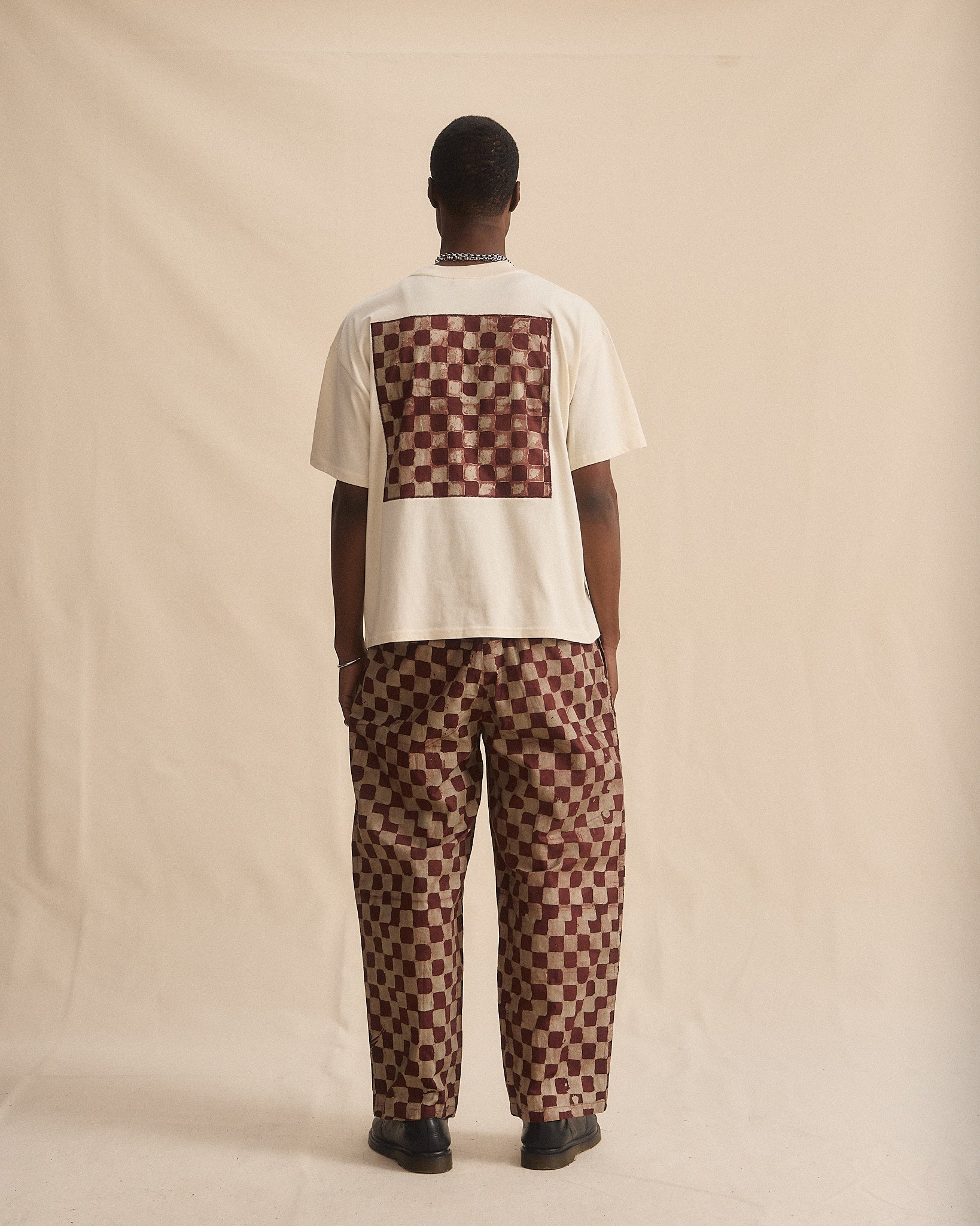 Batik Pant Wide Leg - Brown/ Beige Check