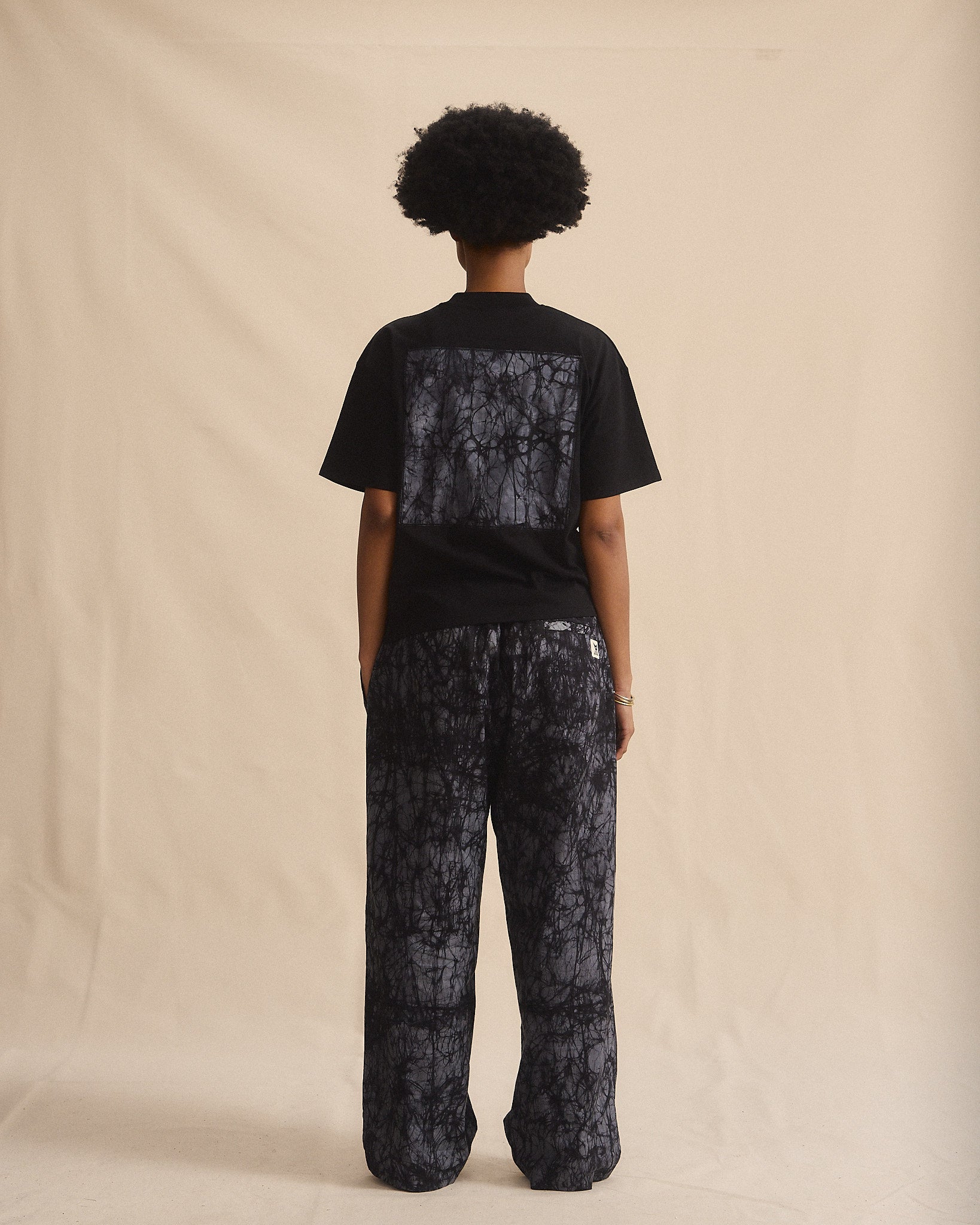 Batik Pant Wide Leg - Black/ Grey Marble