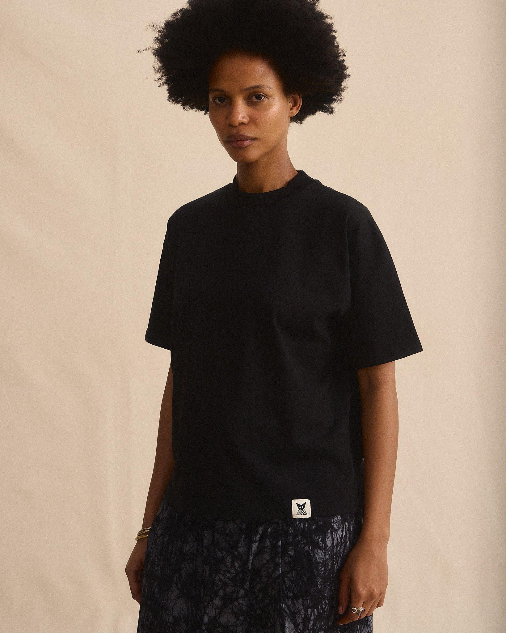 Batik Back Patch T-Shirt - Black w/ Black/ Grey Marble