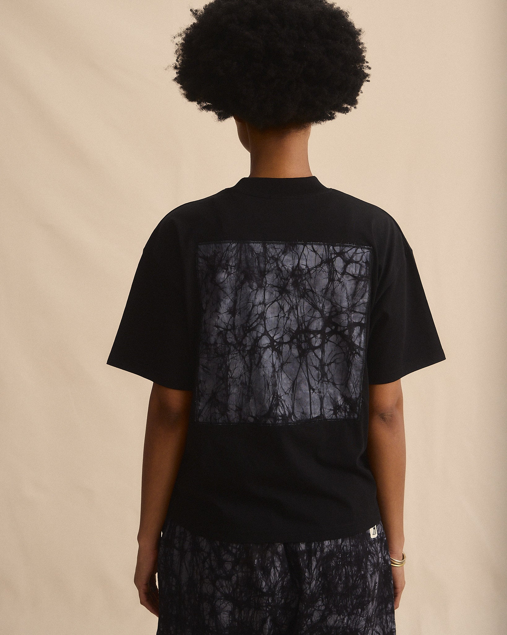Batik Back Patch T-Shirt - Black w/ Black/ Grey Marble