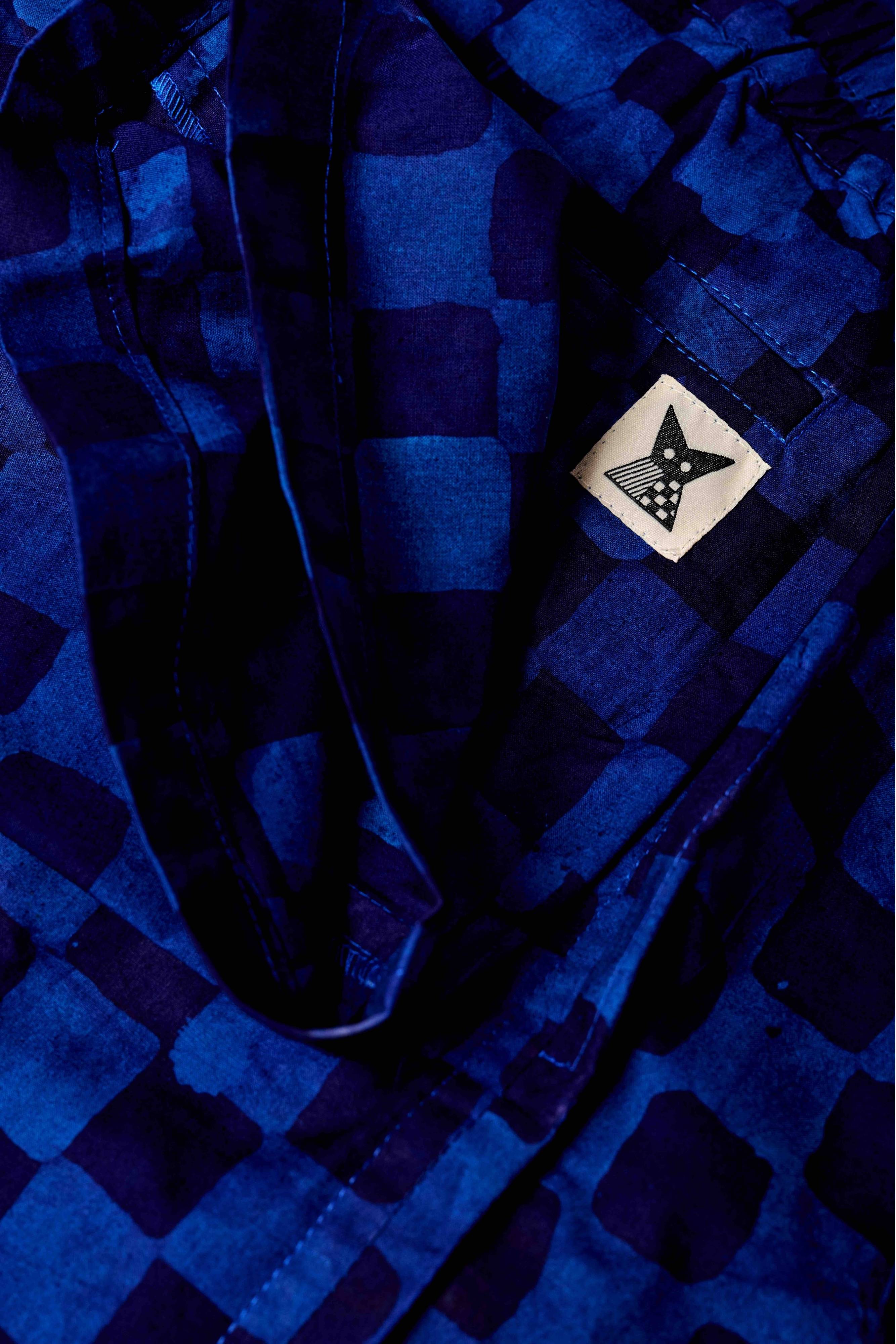 Batik Pant Wide Leg - Blue/Purple Check