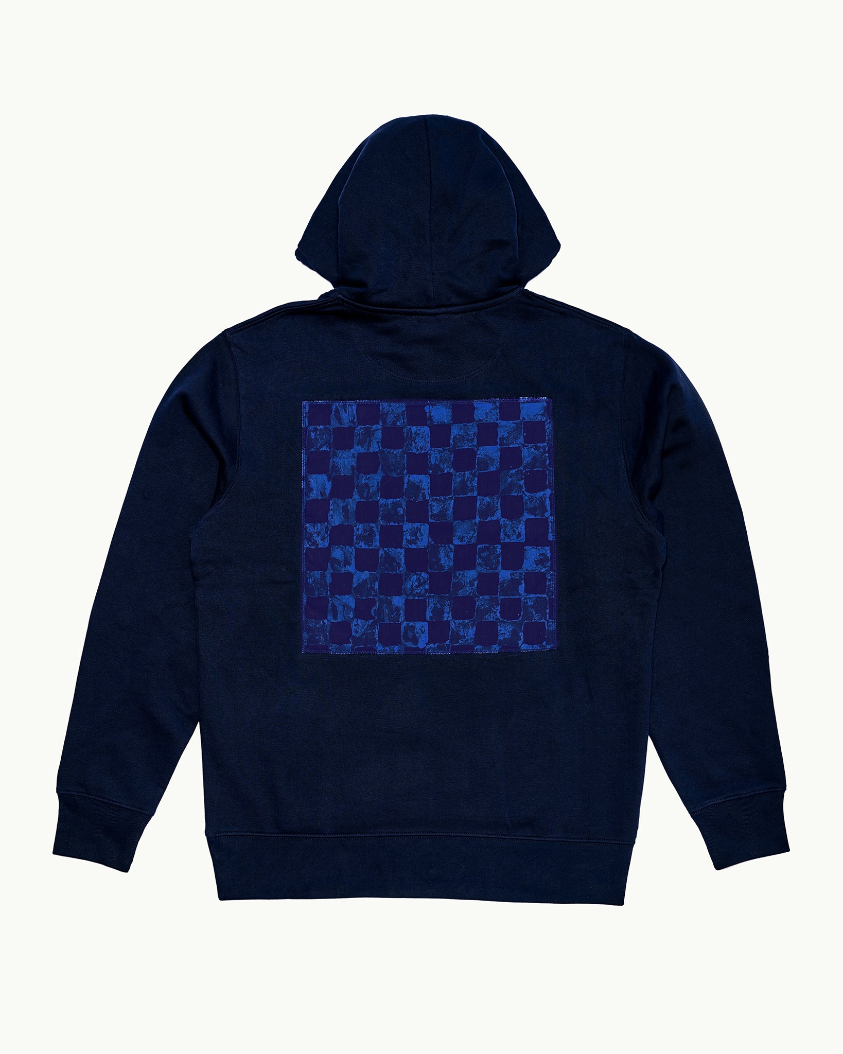 Batik Back Patch Hoodie - French Blue w/ Blue/Purple Check
