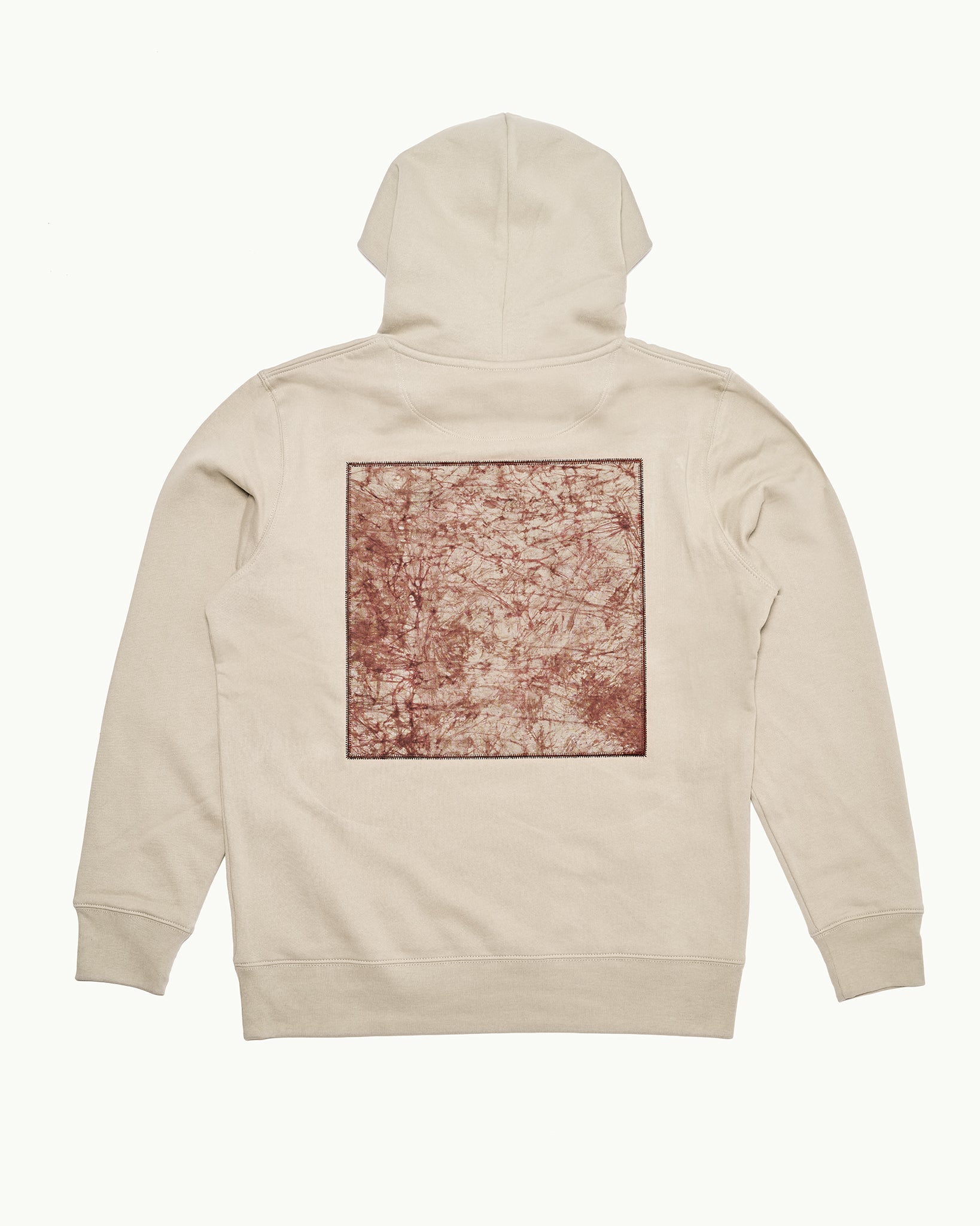 Batik Back Patch Hoodie - Stone w/ Brown/ Beige Marble
