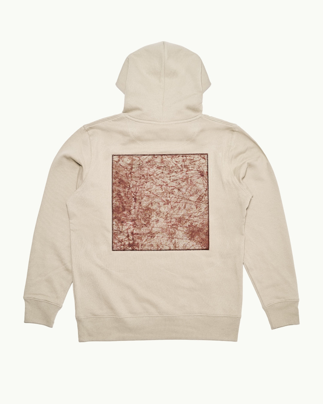Batik Back Patch Hoodie - Stone w/ Brown/ Beige Marble