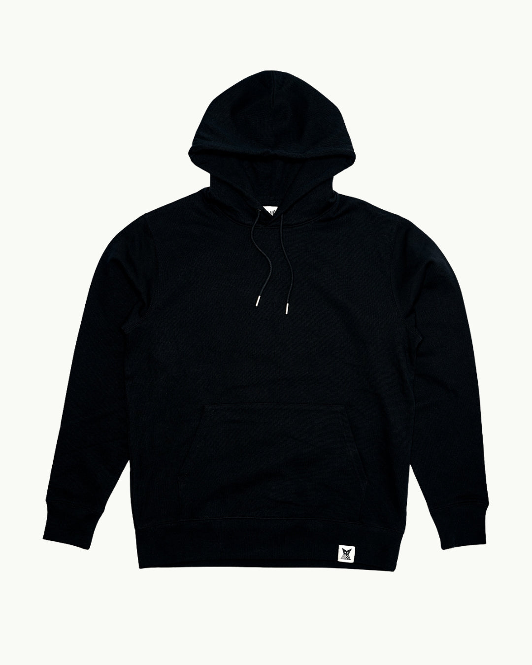 Batik Back Patch Hoodie -  Black w/ Black/ Brown Check