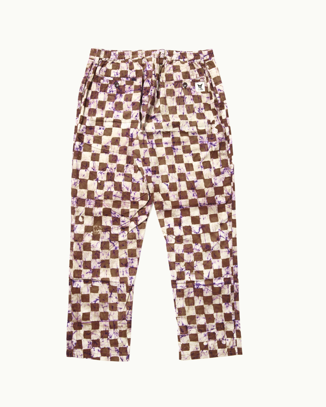 Batik Tapered Pant - Brown Check/ Purple Marble