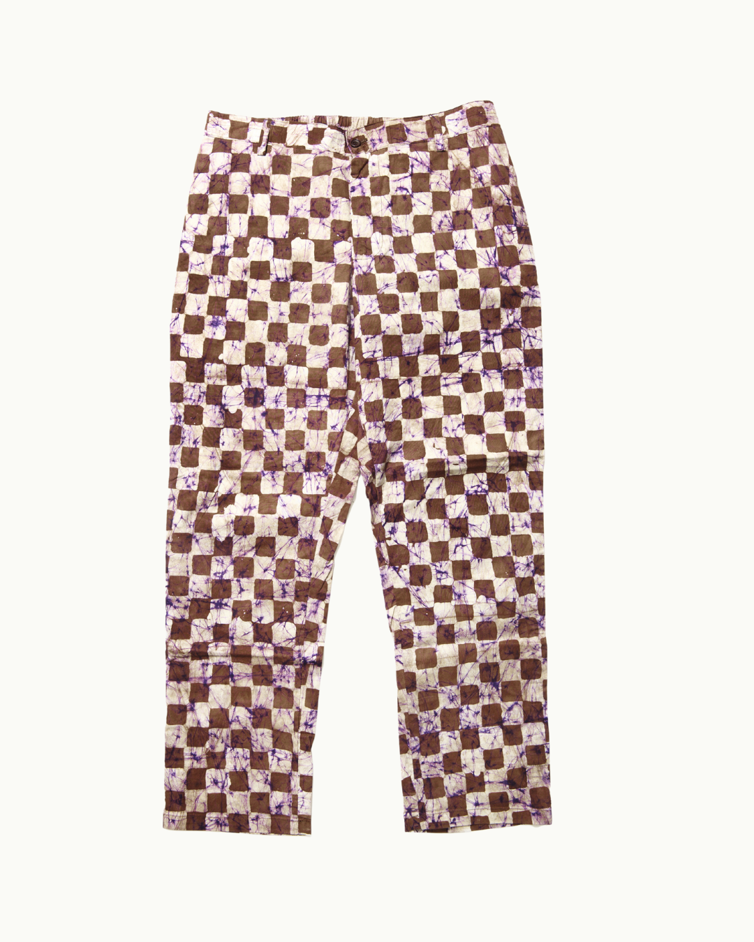 Batik Tapered Pant - Brown Check/ Purple Marble