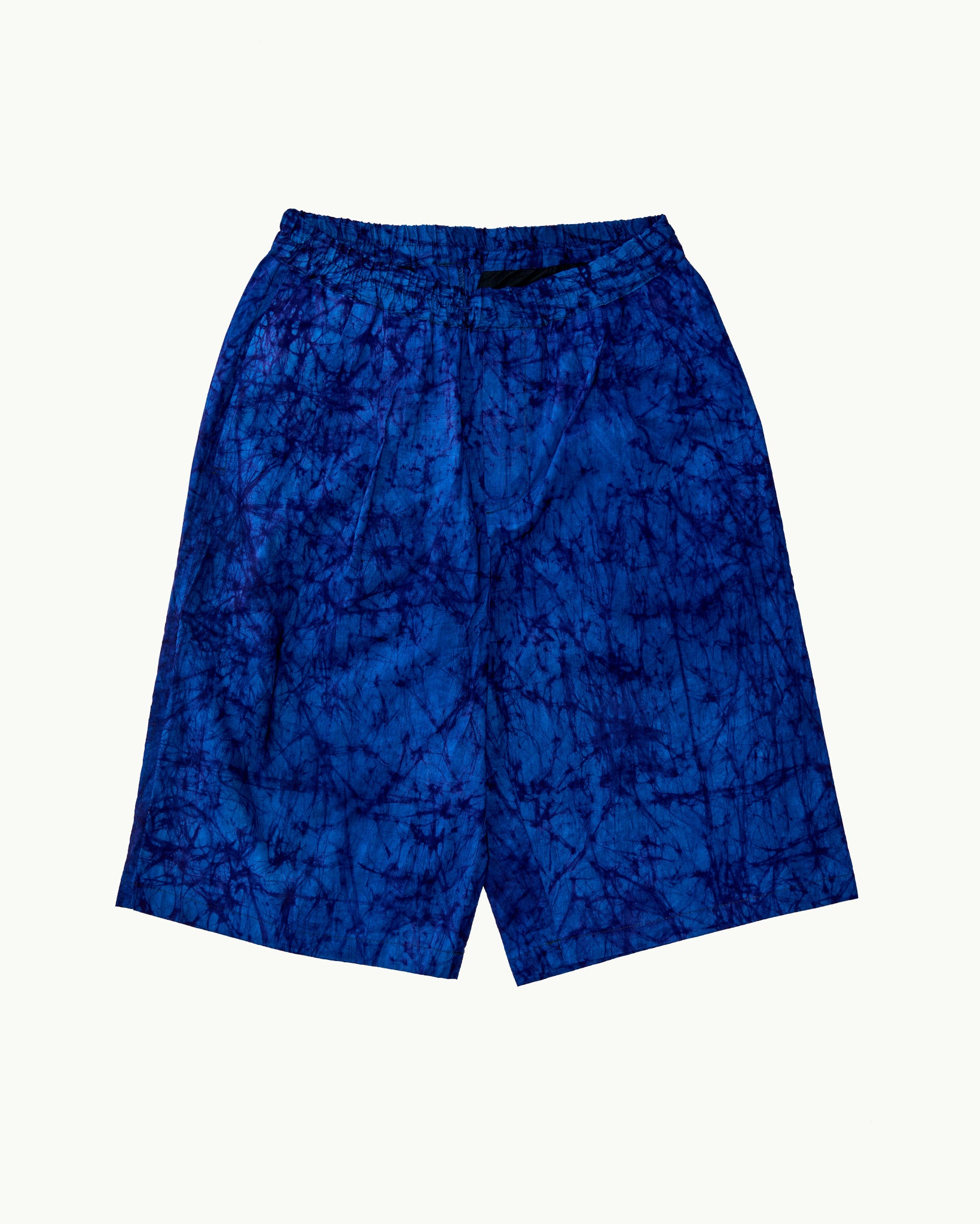 Batik Wide Leg Shorts - Blue/ Dark Blue Marble