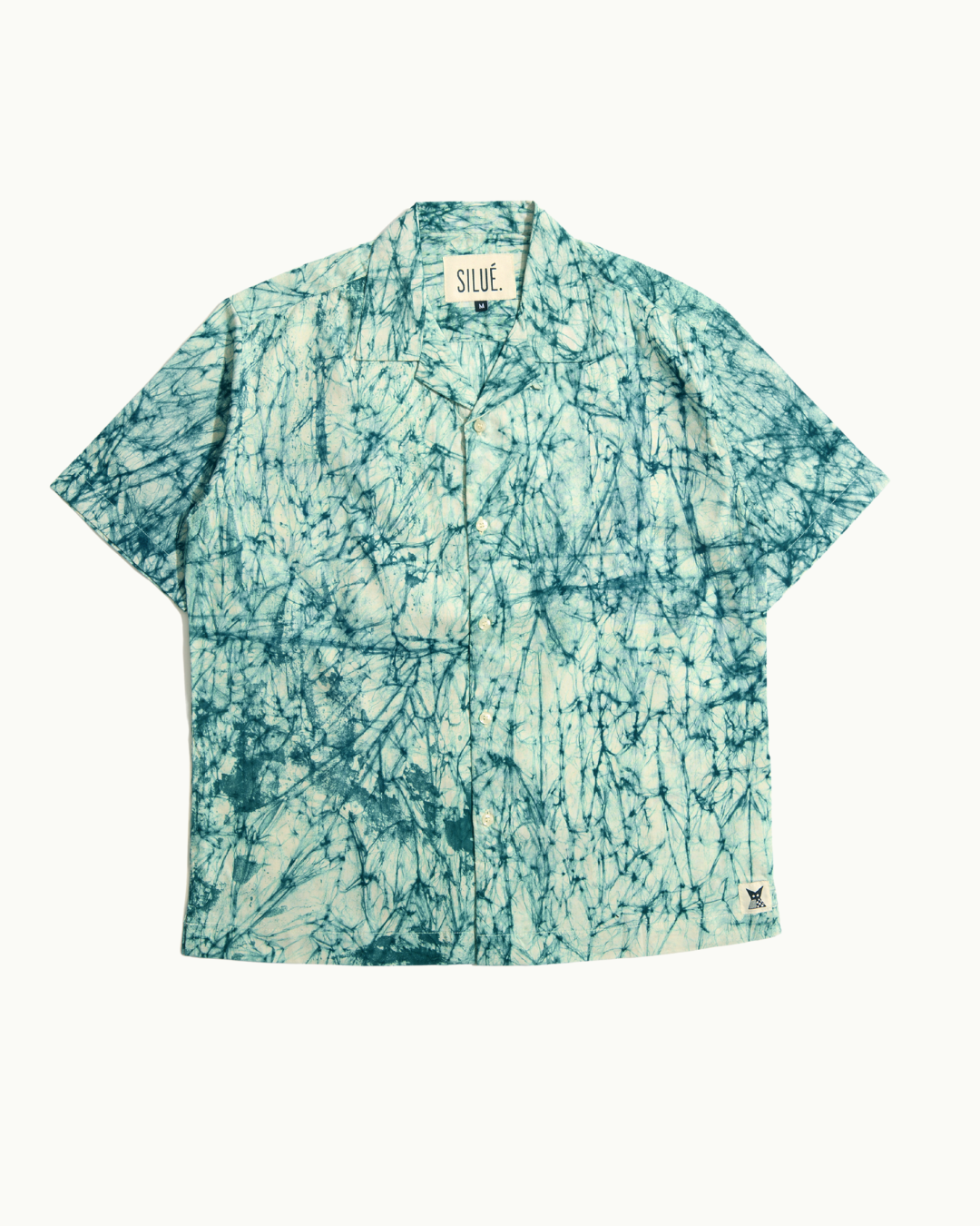 Batik Cuban Shirt - Teal/ Natural