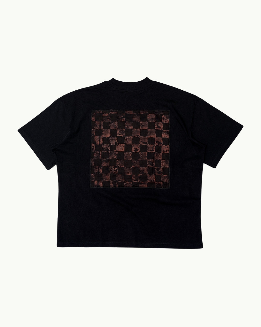 Batik Back Patch T-Shirt -  Black w/ Black/ Brown Check