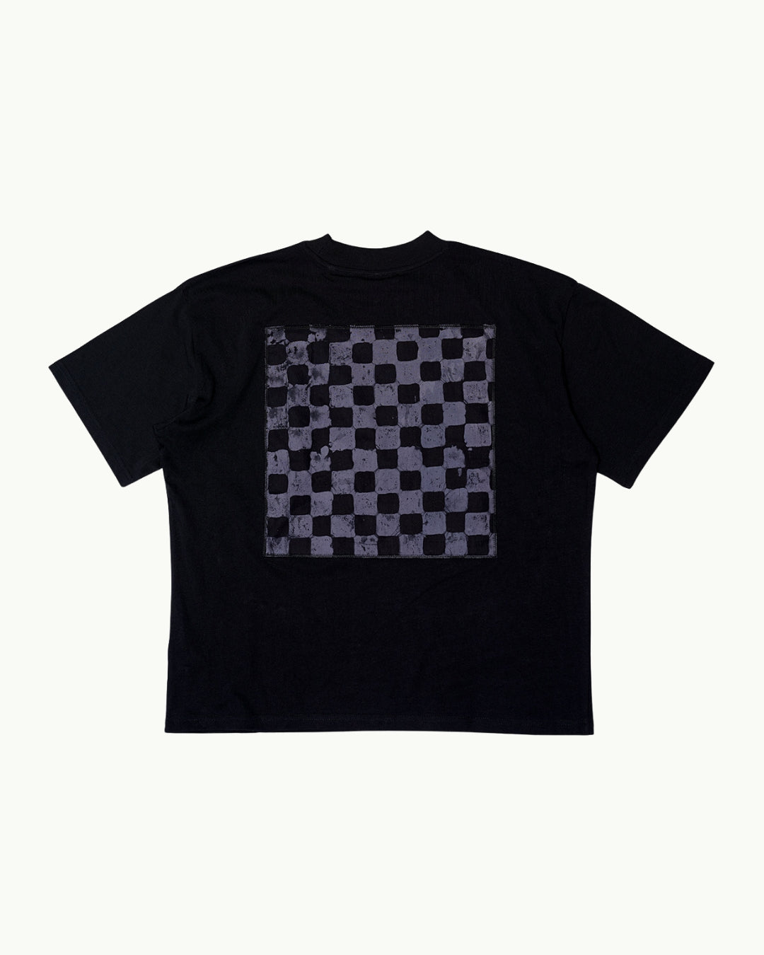 Batik Back Patch T-Shirt -  Black w/ Black/ Grey Check