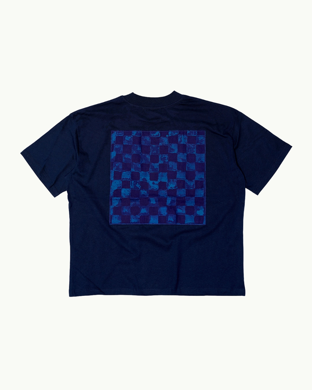 Batik Back Patch T-Shirt - French Blue w/ Blue/Purple Check