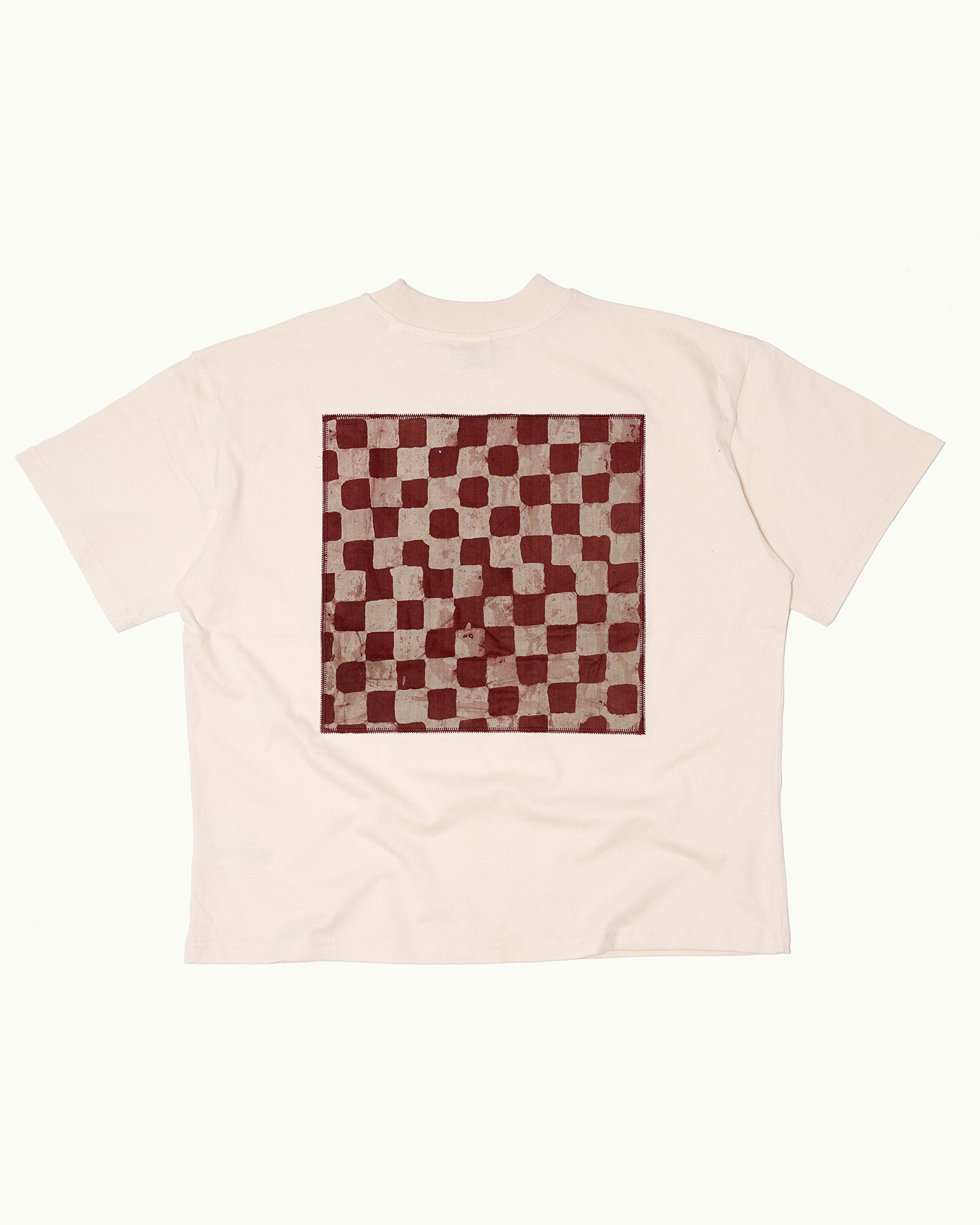Batik Back Patch T-Shirt - Raw w/ Brown/ Beige Check
